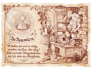 Zunftbild Beamte auf Antikpapier im A4-F