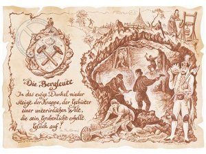 Zunftbild Bergleute auf Antikpapier im A