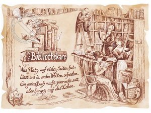 Zunftbild Bibliothekar auf Antikpapier i