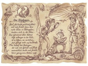 Zunftbild Biologe auf Antikpapier im A4-