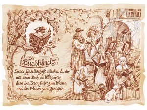 Zunftbild Buchhändler auf Antikpapier im