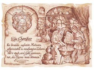 Zunftbild Chemiker auf Antikpapier im A4