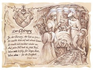 Zunftbild Chirurg auf Antikpapier im A4-