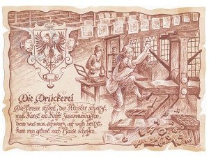 Zunftbild Druckerei auf Antikpapier im A