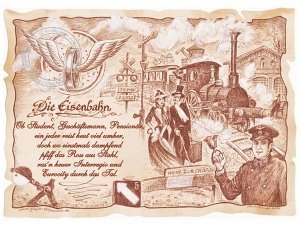 Zunftbild Eisenbahn auf Antikpapier im A
