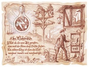 Zunftbild Elektriker auf Antikpapier im 