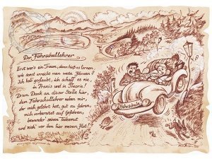 Zunftbild Fahrschullehrer auf Antikpapie