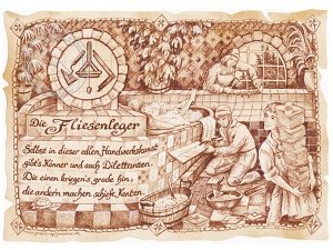 Zunftbild Fliesenleger auf Antikpapier i