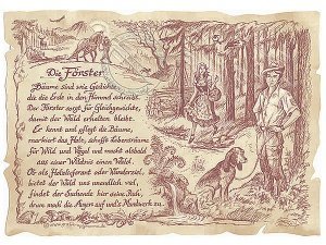 Zunftbild Förster auf Antikpapier im A4-