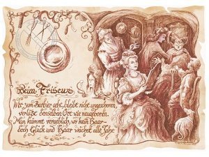 Zunftbild Friseur auf Antikpapier im A4-