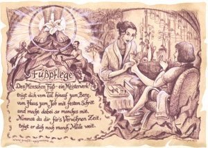 Zunftbild Fußpflege auf Antikpapier im A