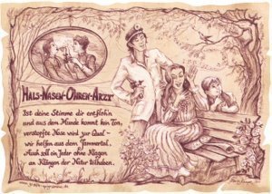 Zunftbild HNO Arzt auf Antikpapier im A4