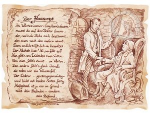 Zunftbild Hausarzt auf Antikpapier im A4