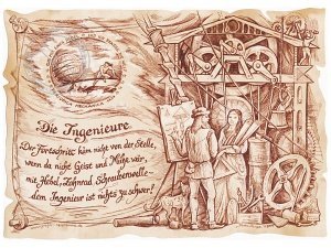 Zunftbild Ingenieure auf Antikpapier im 