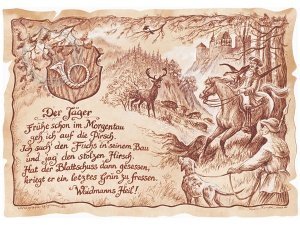 Zunftbild Jäger auf Antikpapier im A4-Fo