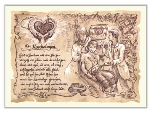 Zunftbild Kardiologe auf Antikpapier im 