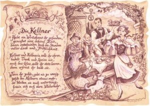 Zunftbild Kellner auf Antikpapier im A4-