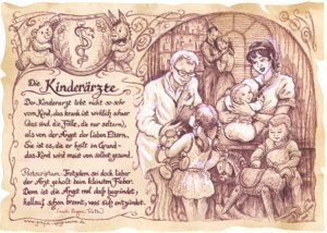 Zunftbild Kinderarzt auf Antikpapier im 