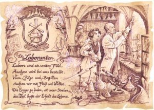 Zunftbild Laborant auf Antikpapier im A4