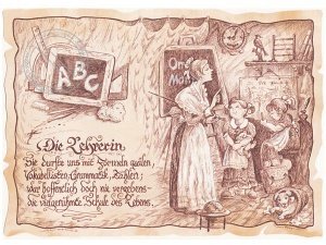 Zunftbild Lehrerin auf Antikpapier im A4