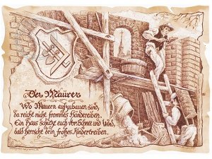 Zunftbild Maurer auf Antikpapier im A4-F