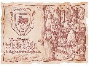 Zunftbild Metzger auf Antikpapier im A4-