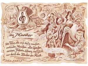 Zunftbild Musiker auf Antikpapier im A4-