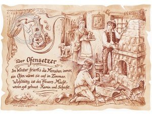 Zunftbild Ofensetzer auf Antikpapier im 