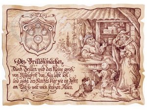 Zunftbild Optiker auf Antikpapier im A4-