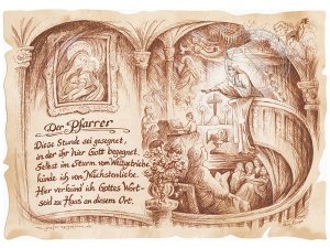 Zunftbild Pfarrer auf Antikpapier im A4-