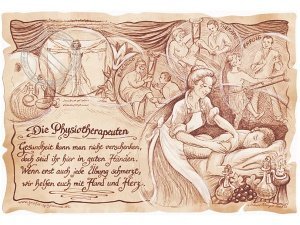 Zunftbild Physiotherapeut auf Antikpapie