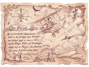 Zunftbild Pilot auf Antikpapier im A4-Fo