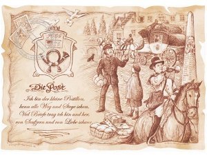 Zunftbild Post auf Antikpapier im A4-For