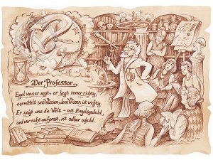 Zunftbild Professor auf Antikpapier im A