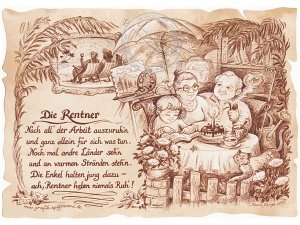 Zunftbild Rentner auf Antikpapier im A4-