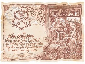 Zunftbild Schlosser auf Antikpapier im A
