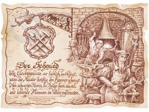 Zunftbild Schmied auf Antikpapier im A4-