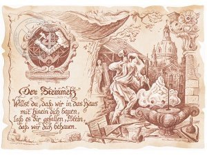 Zunftbild Steinmetz auf Antikpapier im A