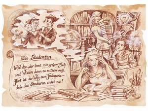 Zunftbild Student auf Antikpapier im A4-