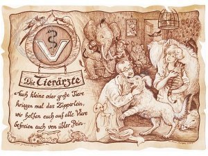 Zunftbild Tierarzt auf Antikpapier im A4