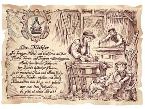 Zunftbild Tischler auf Antikpapier im A4