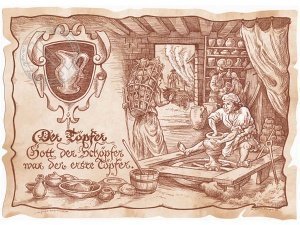 Zunftbild Töpfer auf Antikpapier im A4-F