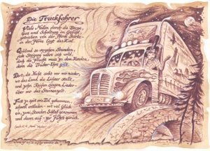 Zunftbild Truckfahrer auf Antikpapier im