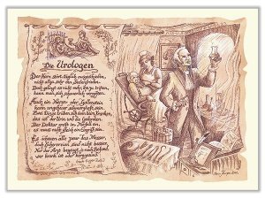 Zunftbild Urologe auf Antikpapier im A4-