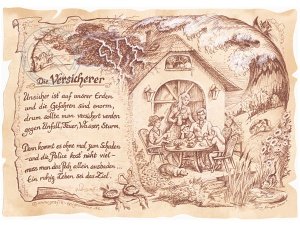 Zunftbild Versicherer auf Antikpapier im