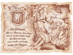 Zunftbild Zahnarzt auf Antikpapier im A4