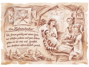 Zunftbild Zahntechniker auf Antikpapier 