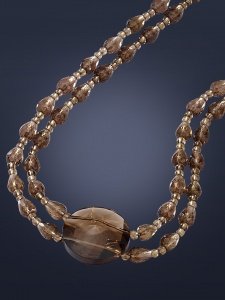 Zwei-reihige Rauchquarzkette