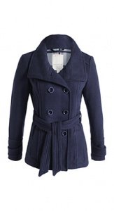 Zweireihige Übergangsjacke in Woll-Optik