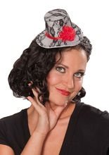 Zylinder Miniatur mit Blume schwarz-weis